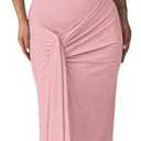 Mojessy Women Bodycon Maxi Dress Sexy Mock Neck Lace Up Bandage Ruched Short Sleeve Long Dress Cocktail Dress XL