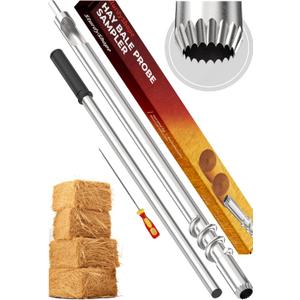 SturdyShape Premium Hay Probe Bale Sampler For Drill 27 Inch New Spiral Design With Serrated Tip Comes with Dowel and Metal File for Resharpening - Durable Stainless Steel (2025)