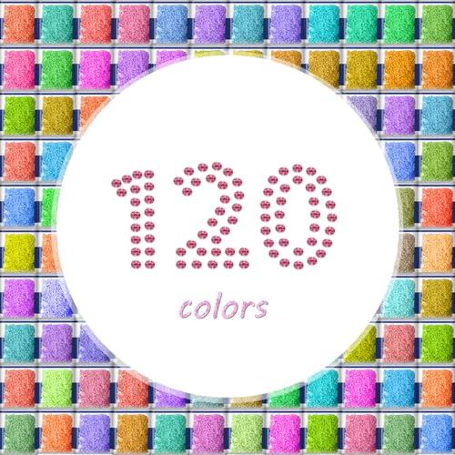 ZORETCO 60000 Pcs 120 Colors Diamond Art Painting Beads, 5D Diamond Painting Accessories, Round Diamond Painting Drills Diamonds Flat Bottom Rhinestones for Bead Art Gem Art Craft