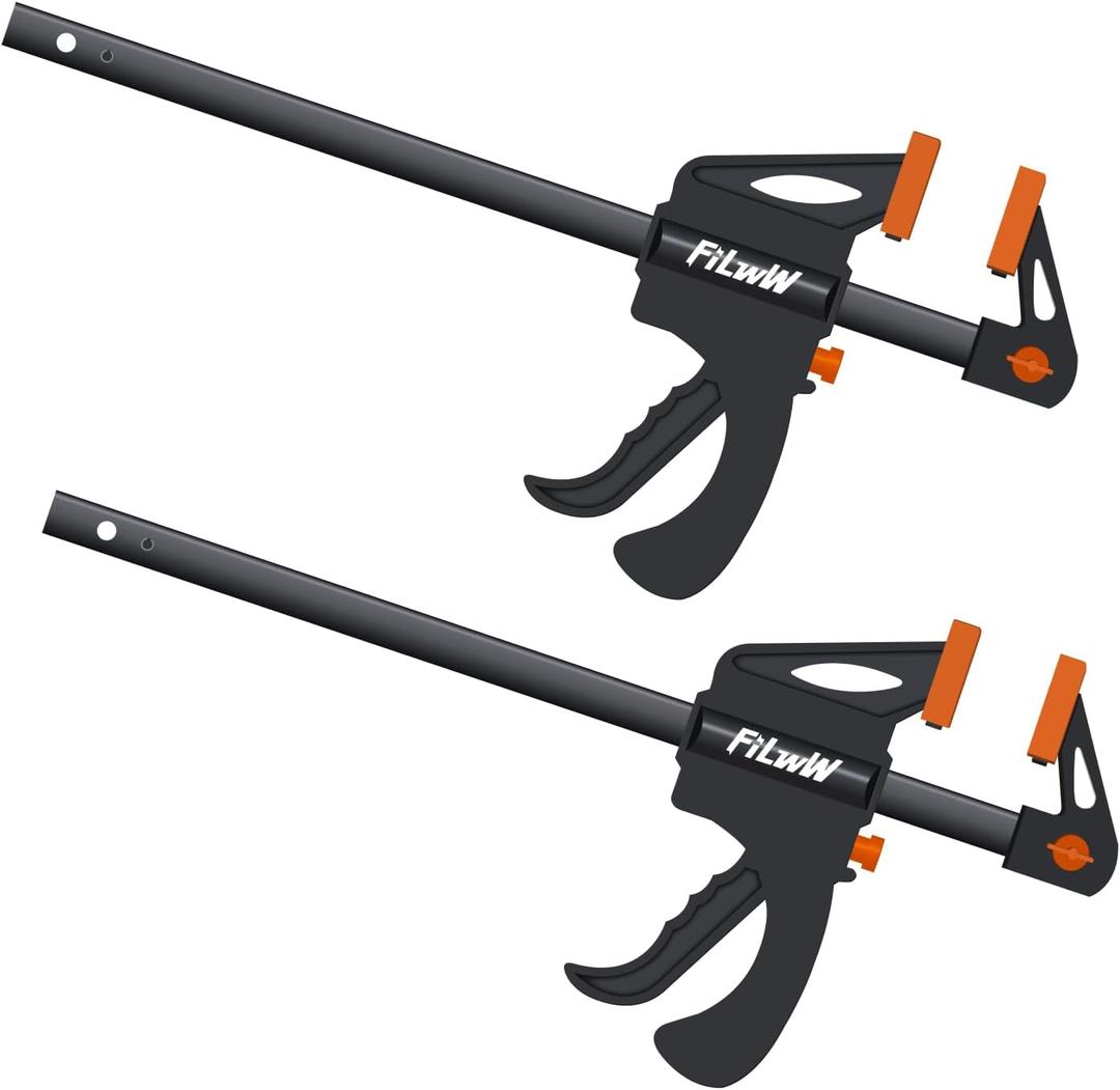 Bar Clamps for Woodworking, 2-Pack 10 Inch One-Handed Clamp/Spreader,Light-Duty Quick-Change F Clamp with 150 lbs Load Limit Orange