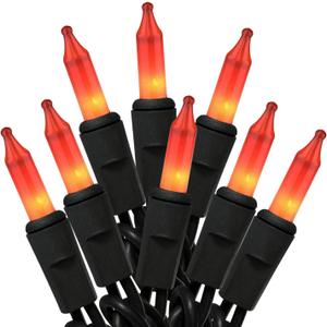 HISHINY Orange Halloween Lights,100 Count Incandescent Lights String with Black Wire,Ideal Outdoor Indoor Halloween Decorations Lights for Patio Home Party,UL Certified (21feet)