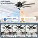 72 Inch Chandelier Ceiling Fans with Lights, Large Modern Ceiling Fan with Remote Control for Living Room Kitchen, Dimmable, 6 Speed Reversible DC Motor, Dual FinishBlack