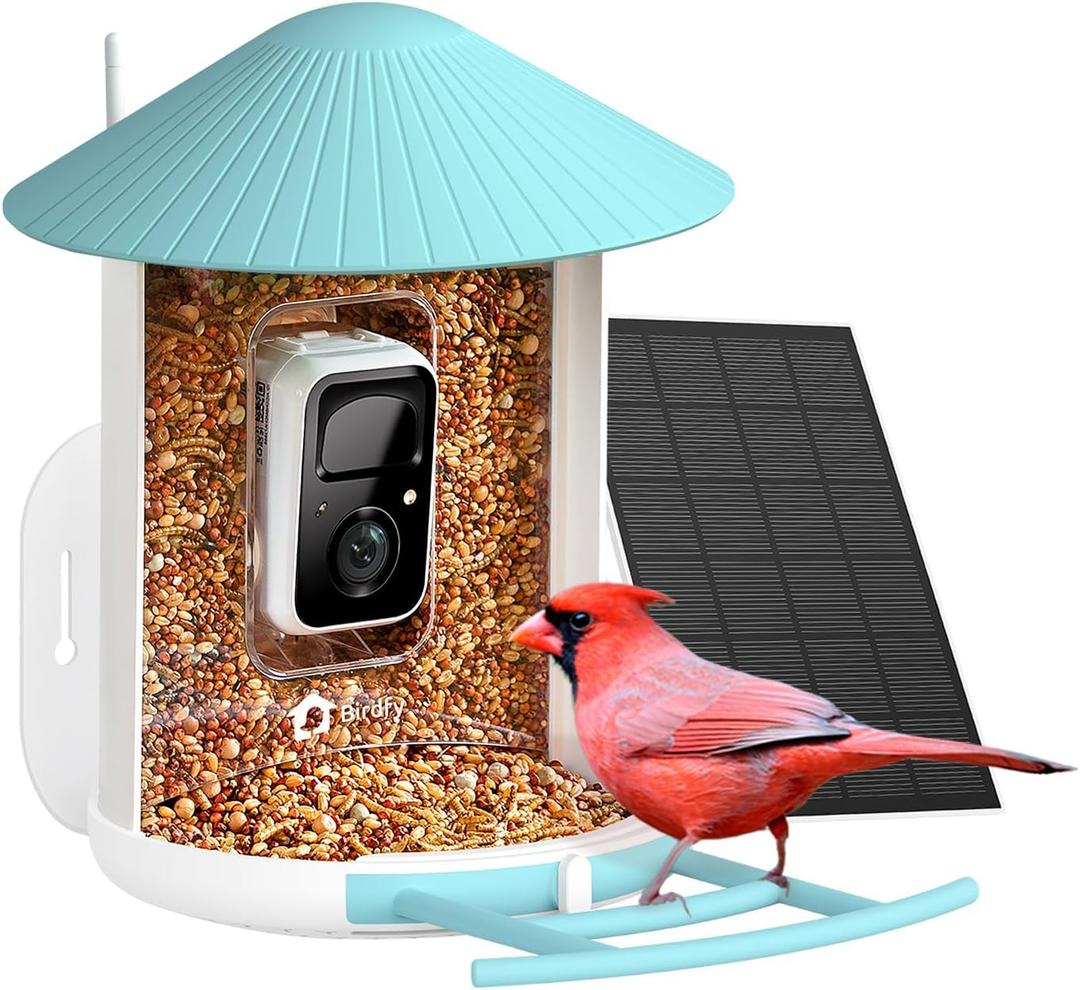 NETVUE by Birdfy Smart Bird Feeder with AI Camera Solar Powered, 2MP Wireless Wildbird Watching, Live Stream & Night Vision, Auto-Capture & Notify, Collection & Cloud Storage (AI by Subscription) (Blue)