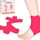 Precut Kinesiology Tape for Ankle, 10 Pcs - Ankle Support & Stability, Ankle Pain Relief Athletic Tape - Waterproof & Elastic, Breathable Hypoallergenic Latex-Free Tape, Pink