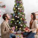 Geosar 30 Pack Conversation Heart Ornaments Valentines Day Decorations, Glitter Matte Heart Shaped Hanging Baubles for Christmas Tree Wedding Home Decor (Gold,Blue,Pink,Green,Purple)