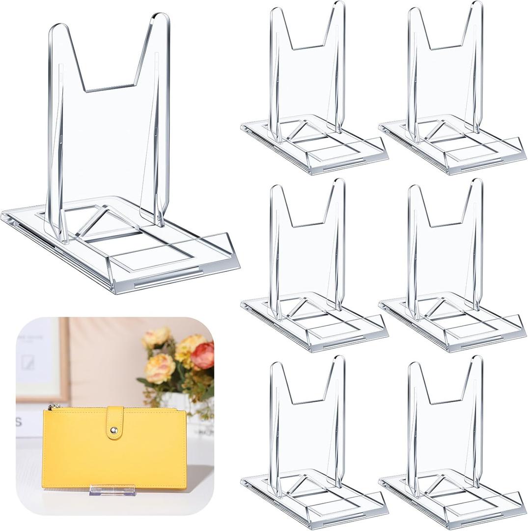 6 Packs Adjustable Purse Display Stand Clear Acrylic Handbag Stand Holder for Wallet Purses Handbag Bag Jewelry Display Organizer for Party Weddings Home Decoration Birthdays