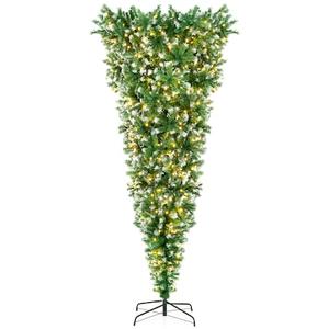 7.5-ft Pre-lit Slim Upside-down Artificial Christmas Tree with White LED Lights