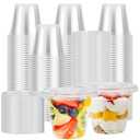 Lamosi 300 Pack 9 oz Clear Plastic Cups with Lids, Disposable Cups with No Hole Flat Lids, Ideal for Ice Cream, Cold Drinks, Fruit, Dessert, Yogurt Parfait
