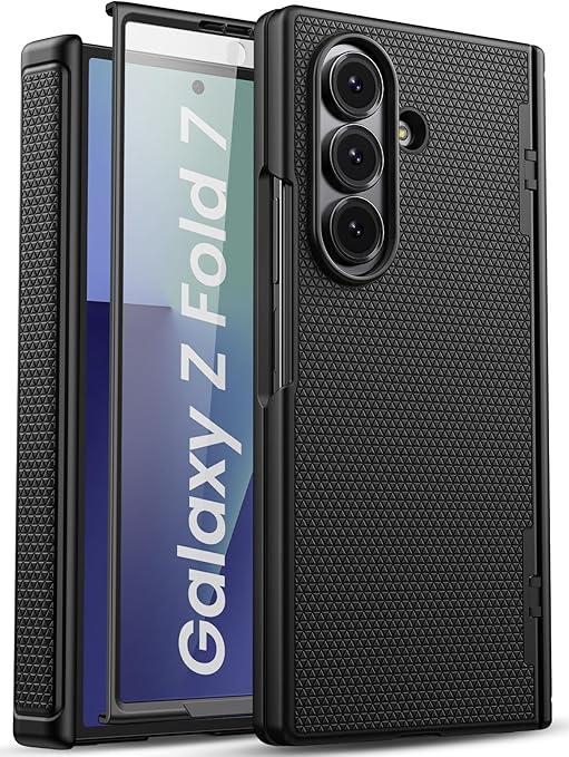 for Samsung Galaxy Z Fold 7 Case with Hinge Protection & Screen Protector, Slim Fit Design Hard PC Shockproof 360° Full Body Protective Phone Cover Case for Galaxy Z Fold 7 2025, Black