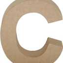 Papier Mache Letter C, 4" Height, 1 Count (Pack of 1), Brown