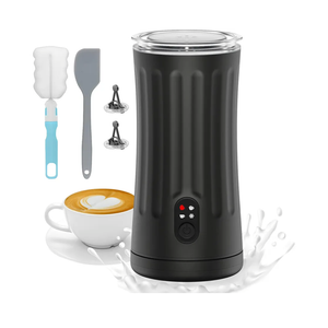 Milk Frother, 4-in-1 Milk Steamer and Frother, 8.1oz/240ml Automatic Warm and Cold Foam Maker, Auto Shut-Off Frother for Coffee, Latte, Cappuccino, Macchiato(Black)