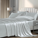 P Pothuiny 6 Pieces Queen Satin Sheets Luxury Silky Black Satin Bedding Sheet Set, 1 Deep Pocket Fitted Sheet + 1 Flat Sheet + 4 Pillow Cases, Grey