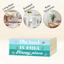 2 x 3 Pcs Summer Beach Decorative Book Stacks For Home Decor, Wood Book Stack For Table Decor, Dining Living Room Shelf Decoration, Blue Rustic Summer Decoration For Office Outdoor, A11