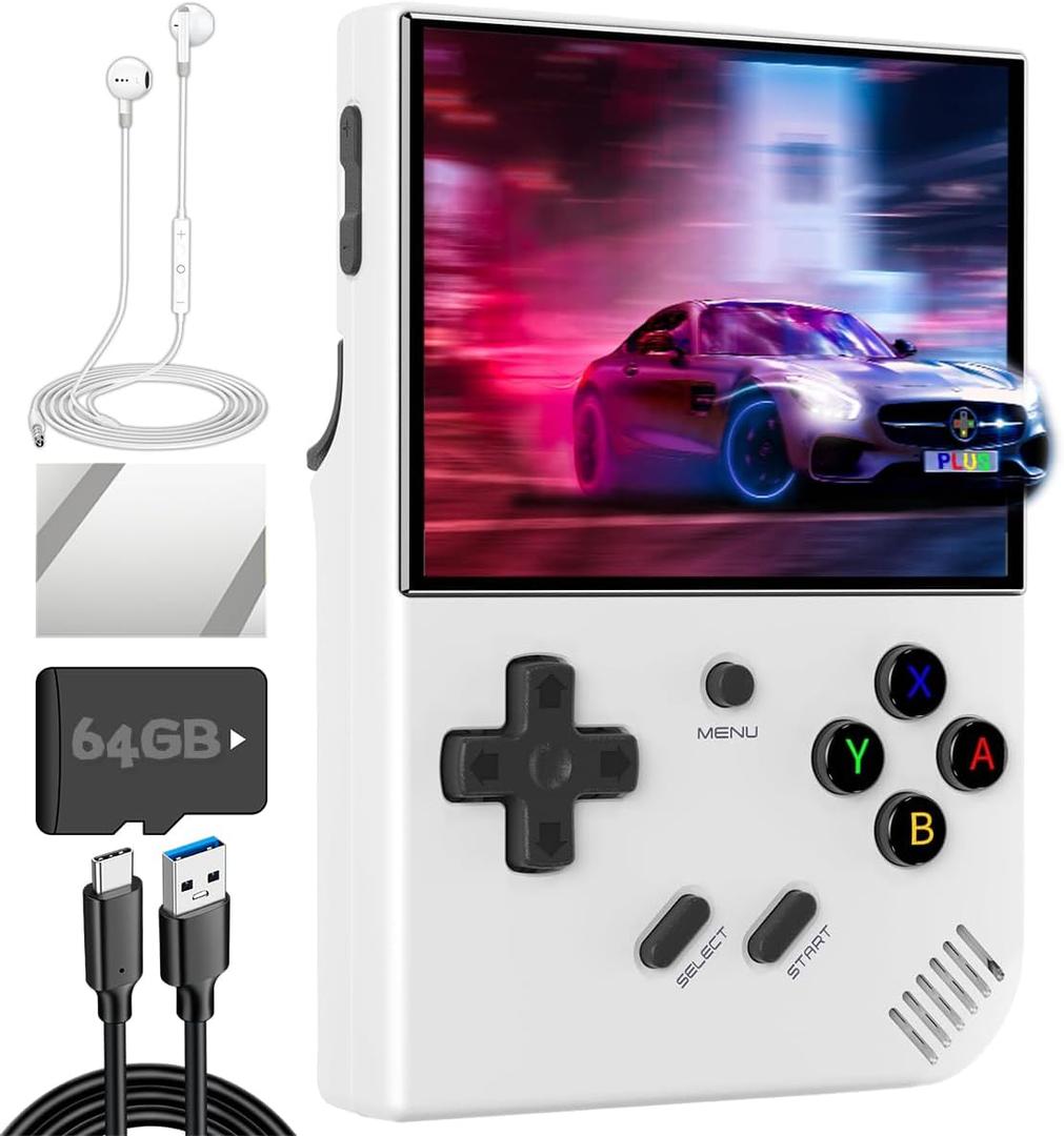RG35XX Plus Handheld Game Console 3.5-inch IPS Retro Games Consoles Classic Emulator Hand-held Gaming Console Hand Held Games System White