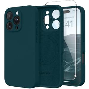 Magnetic for iPhone 16 Pro Max Case, Compatible with MagSafe, [Full Camera Protection][Screen Protector] Silicone Shockproof Protective Phone Case for iPhone 16 Pro Max 6.9", Deep Blue