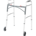 Drive Medical Two-Button Folding Walker with Wheels, Height Adjustable | Two-Button Rolling Walker Features Dual Push-Button Operation, Adjustable Height and Durable Aluminum Frame