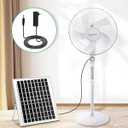 Blosssound 16 Inch Portable Solar Floor Fan Rechargeable Oscillating Standing Pedestal Fan with Solar Panel, 12000mah Battery, Two Charging Methods, 3 Speeds for Home Office Outdoor (Black)