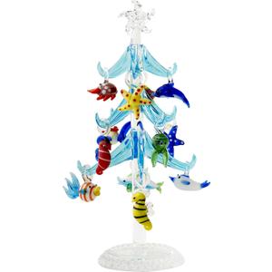 LS Arts XM-576 Glass Tree - Blue Sea Life Christmas Glass Tree - 7.75" - Gift Box