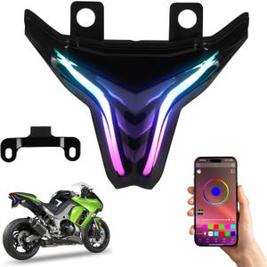 2018-2024 RGB Motorcycle LED Tail Light with DRL Compatible with Kawasaki Ninja 400&ABS/250/Z300/Z400/ZX-6R&10R&25R&4R Accessories Brake Lights Sequential Dynamic Instruction Adjustable Control Color