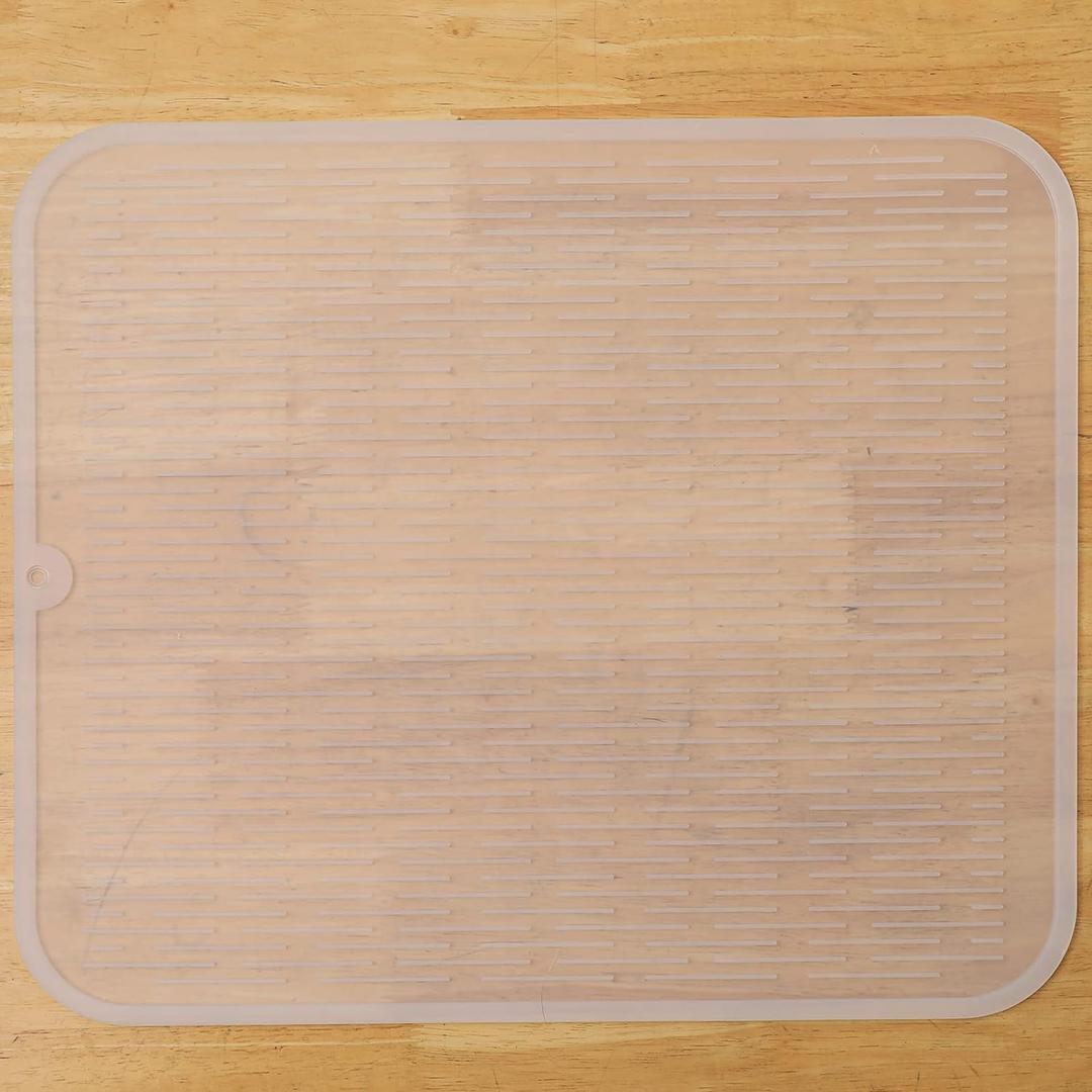 MicoYang Silicone Dish Drying Mat for Multiple Usage,Easy clean,Eco-friendly,Heat-resistant Silicone Mat for Kitchen Counter or Sink,Refrigerator or Drawer Liner Translucent 2XL 24 inches x 18 inches