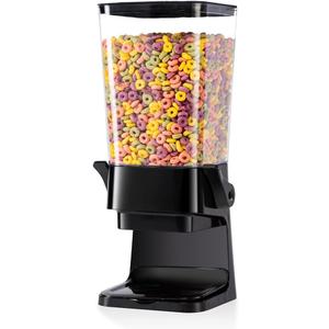 5L Cereal Dispenser Countertop with lids, Organization and Storage Containers for Kitchen and pantry, Rice Dispenser for food, Cereal, Beans, Nuts, Snack,Oatmeal, Dog Food, Bird Seed, Black, 1Pc