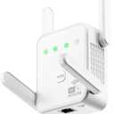 1200Mbps WiFi Extender Signal Booster for Home, Dual Band 5GHz/2.4GHz Wireless Internet Repeater with 4 External Antennas, Covers Up to 3600 Sq.ft & Supports 80 Devices, AP Mode with Ethernet Port