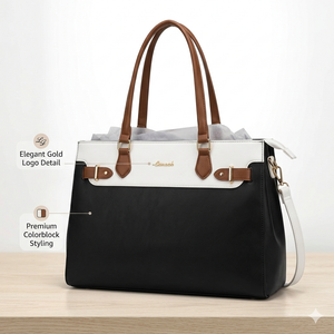 LOVEVOOK Laptop Tote Bag for Women Work, Teacher Tote Bag Nurse Bag with Large Cup Holder, 15.6 Inch Waterproof Leather Computer Bag Professional Business Office Briefcase, Blackbeigebrown