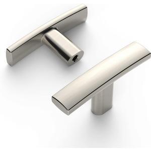 Amerdeco 25 Pack Brushed Satin Nickel Cabinet Knobs Single Hole Cabinet Handles 2 Inch Solid Zinc Alloy Cupboard Drawer Knobs Kitchen Cabinet Knobs T Bar Hardware ZH0003BSNK