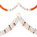 Toran Bandanwaar Artificial Flower Garland for Wall Door Hanging Home Temple Festival Wedding Function Party Decoration Dcor and Gifting (White and Orange)