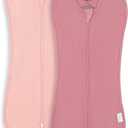 Comfy Cubs Swaddle Blanket Baby Girl Boy Easy Zipper Wrap 2 Pack Newborn Infant Sleep Sack (Small 0-3 Months, Blush, Mauve)
