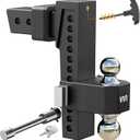 VNN 2.5 Inch Receiver Hitch, Dual-Ball(2'', 2-5/16''), Fits 2.5 Receiver Hitch, 10 Inch Drop Hitch, 18,500 LBS GTW-Drop Hitch for Trucks, Heavy Duty Solid Ball Mount, Black, VN0008
