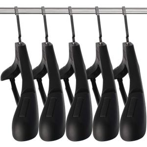 Plastic Extra Wide Suit Hangers, Pack of 15, Width: 17.7",Notched Shoulders & Metal Hooks, Black