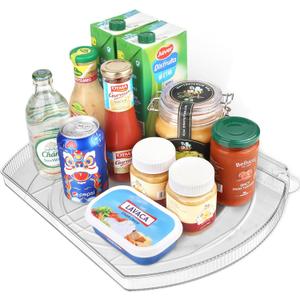 FIRJOY Lazy Susan Turntable for Refrigerator, Square Turntable Organizer for Fridge Cabinet, Pantry, Countertop | 16.5" x 11.1" (Rectangle 1 Pack - Clear)