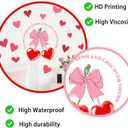 8 x 2 Sheets Valentines Day Window Clings Romantic Pink & Bow Heart Wall Stickers Holiday Wall Art Valentines Window Stickers for Holiday Bedroom Room Glass Decorations