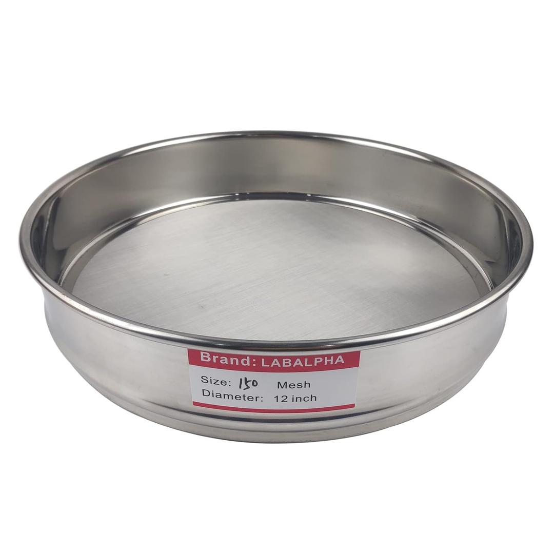 LABALPHA 150 Mesh Lab Sieves, 150 Mesh Test Sieve, 12'' Diameter, 304 Stainless Steel Wire Cloth (0.1mm)