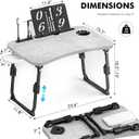 Lap Desk for Bed Adjustable Height, Foldable Bed Table with Storage Drawer, Tablet Slot & Cup Holder, Portable Laptop Stand for Bed & Sofa, Bed Desk for Adults & Kids, Light Stone Color