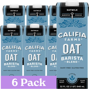 Califia Farms - Oat Barista Blend Oat Milk, 32 Oz (Pack of 6), Shelf Stable, Dairy Free, Plant Based, Vegan, Gluten Free, Non GMO, High Calcium, Milk Frother, Creamer, Oatmilk,  EXP. 01/28/2027