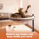 Cat Desk Bed Rotating & Adjustable 360 Swivel Cat Hammock with Removable Washable Cover, Sturdy Desktop Perch Holds Up to 60lbs, Perfect for Indoor Cats(Khaki)