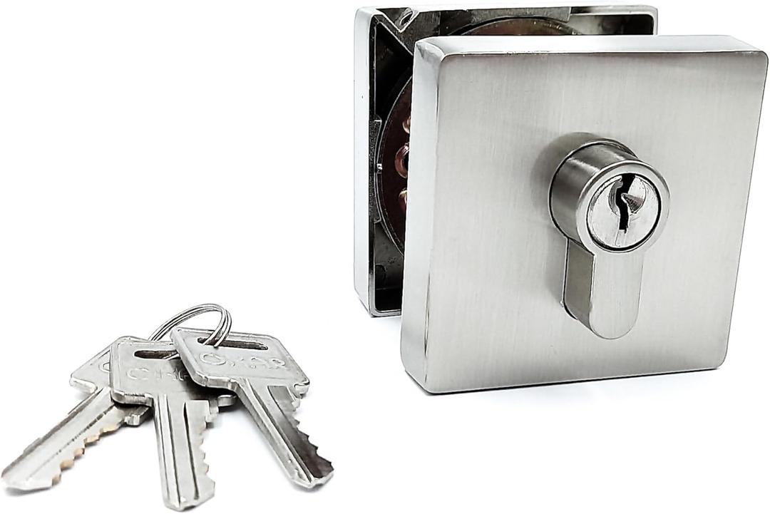 OKAR Deadbolt Satin Nickel Entry Deadbolt Lock - Heavy Duty Square Locking Deadbolt for Left or Right-Handed Doors - Interior/Exterior