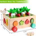 SKYFIELD Montessori Wooden Garden Toy for Baby Boys Girls 1 2 3 Years Old, Fine Motor Skills Developmental Gift Toy Color Shape Fruit Sorting Orchard Cart Farm Game for Toddler 1-3