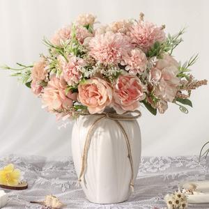 Peonies Artificial Flowers in Vase, Fake Hydrangea Silk Peony Flower Bouquet with Vase Faux Flowers Arrangement Decor Home Table Dining Room (Pink) Peonies Artificial Flowers in Vase, Fake Hydrangea Silk Peony Flower Bouquet with Vase Faux Flowers Arrangement Decor Home Table Dining Room (Pink)