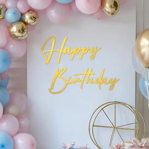 Gold Happy Birthday Sign for Backdrop Reusable Metal Sign for Birthday Party Backdrop Decorations