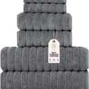 Classic Turkish Towels CTT - Luxury 6 Piece Towel Set, 100% Turkish Cotton, Absorbent & Comfy, 2 Bath Towels, 2 Hand Towels & 2 Washcloths | (Grey)
