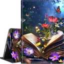 Case for Amazon Kindle Fire HD 10 & 10 Plus (11th/13th Gen 2021/2023 Release) 10.1" Tablet, PU Leather Multiple Viewing Angles & Kickstand Back Case Drop Protection Smart Cover, Book Flower