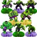 8Pcs Green Hero Honeycomb Table Centerpiece Green Hero Birthday Party Supplies Table Decorations for Kids Party Decorations