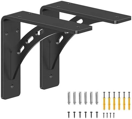 FIRMETAL 6 inch x 5 inch Heavy Duty Shelf Brackets ,Premium Alloy Metal Mantel Brackets (Set of 2) Fireplace Mantel Brackets - Countertop Support (6'' x 5 '')