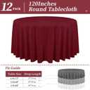 12 Pack Round Tablecloth 120 Inch - Burgundy Polyester TableCloth for Round Table, Premium Burgundy Tableclothes Washable Fabric Table Cover for Wedding Party Banquet Restaurant Reception Dining