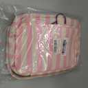 Toiletry Bag for Women Travel Water-resistant Cosmetic Bag Fashion Stripes Makeup Bag with Hanging Hook Preppy for Store Toiletries Cosmetic Accessories Medium Pink
