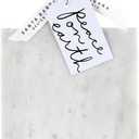 Santa Barbara Design Studio Joy to The World Square White Marble Charcuterie Cheese Tray with Handle, Small Black Tree Icon, 10.75" x 7"