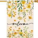Baccessor Summer Welcome House Flag 28 x 40 Inch Floral Double Sided Daisy Funny Spring Sunflower Yard House Flag Seasonal Burlap Cute Vertical Farmhouse Yard Outdoor Decoration